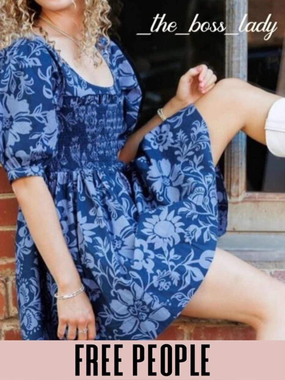 Free People mini dress floral cutout back smocked pleated spring summer boho XS